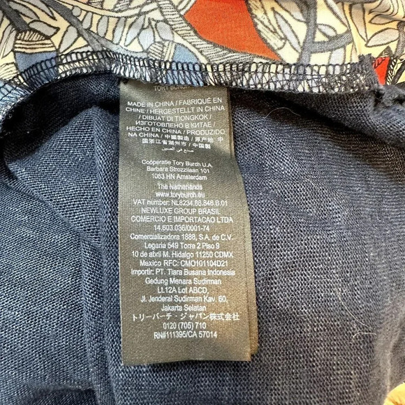 Tory Burch Wild Thing Silk Front Navy‎ T-Shirt XXS - Picture 6 of 7